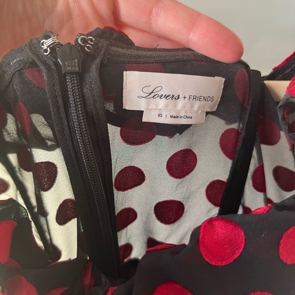 Black and red polka dot mini off the shoulder - Picture 4 of 5